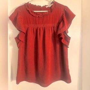 LOFT Lacy Flutter Sleeve Top size Large